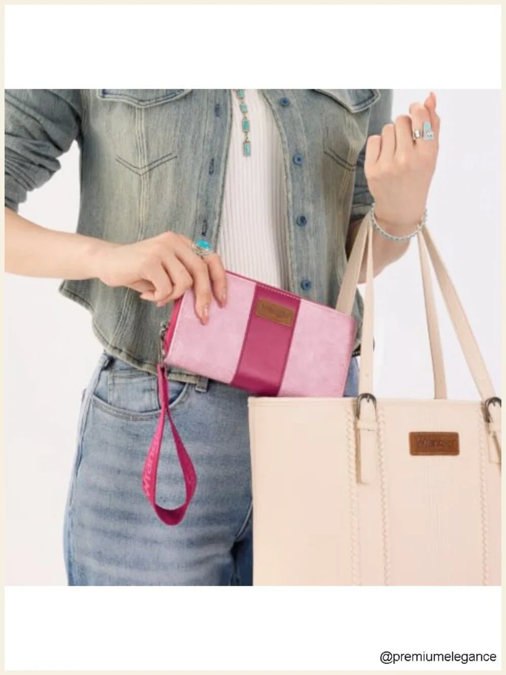Tooled Floral Zip Around Clutch Wallet RFID Blocking Keychain